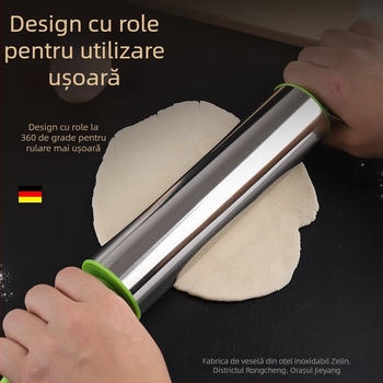 Rulou de aluat din oțel inoxidabil, cu mâner din plastic, pentru foi de colțunași