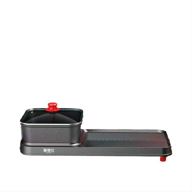 Oală electrică multifuncțională all-in-one pentru shabu-shabu și grătar, cu control dual al temperaturii, stil coreean, vas antiaderent