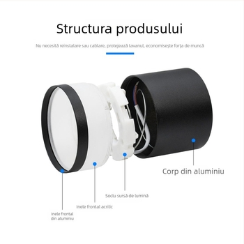 Corp LED pentru montaj pe suprafața plafonului – downlight pentru living, hol, dormitor – instalare fără găuri