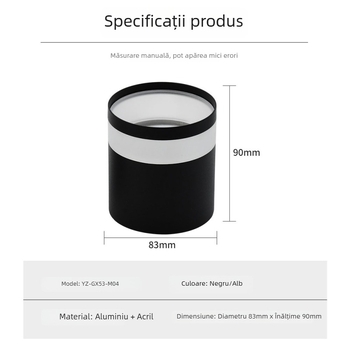 Corp LED pentru montaj pe suprafața plafonului – downlight pentru living, hol, dormitor – instalare fără găuri