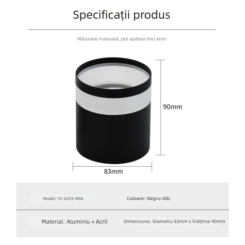 Corp LED pentru montaj pe suprafața plafonului – downlight pentru living, hol, dormitor – instalare fără găuri