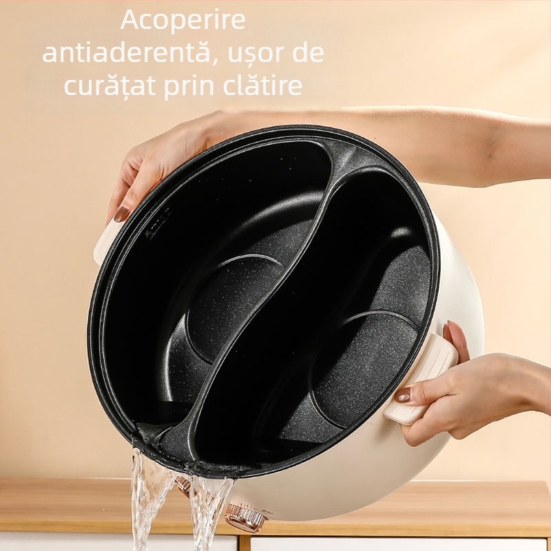 Oală electric Yin-Yang pentru hot pot, utilizare casnică, multifuncțională, all-in-one, control dual, putere mare YY8