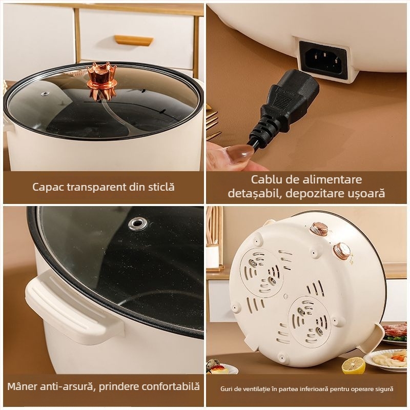 Oală electric Yin-Yang pentru hot pot, utilizare casnică, multifuncțională, all-in-one, control dual, putere mare YY8