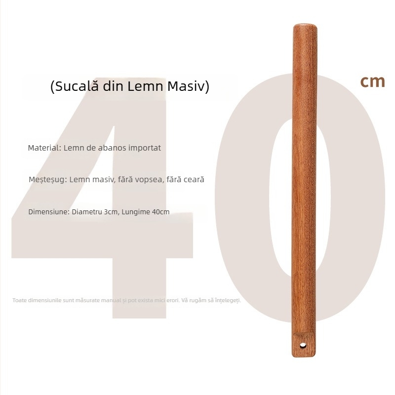 Mooid făcăleț din lemn de abanos, lemn masiv, pentru foi de aluat pentru găluște și tăiței, calitate alimentară