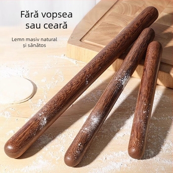 Rulou din lemn roșu de santal pentru uz casnic, lemn masiv, cap rotund pentru foi de găluște, ustensilă de coacere