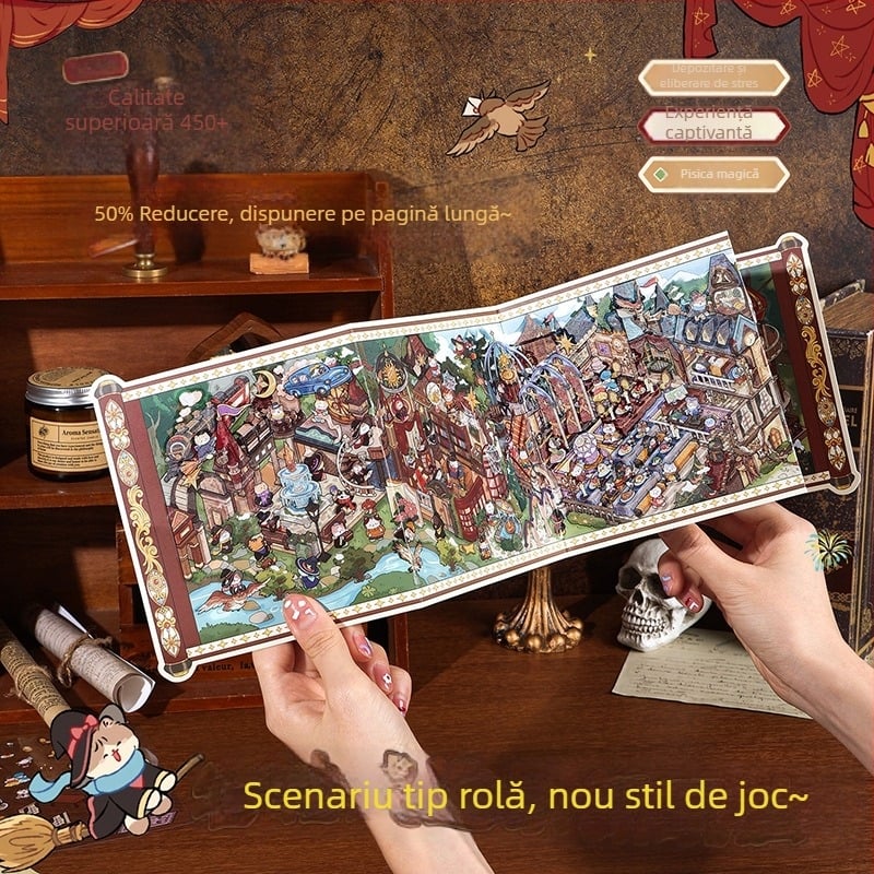 Serie invitații magice pe suluri — autocolante de scene pentru jurnal
