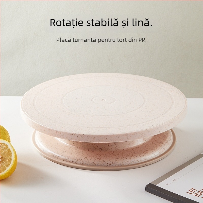 Platou rotativ din plastic pentru torturi, margine antiderapantă, pentru decorare și coacere