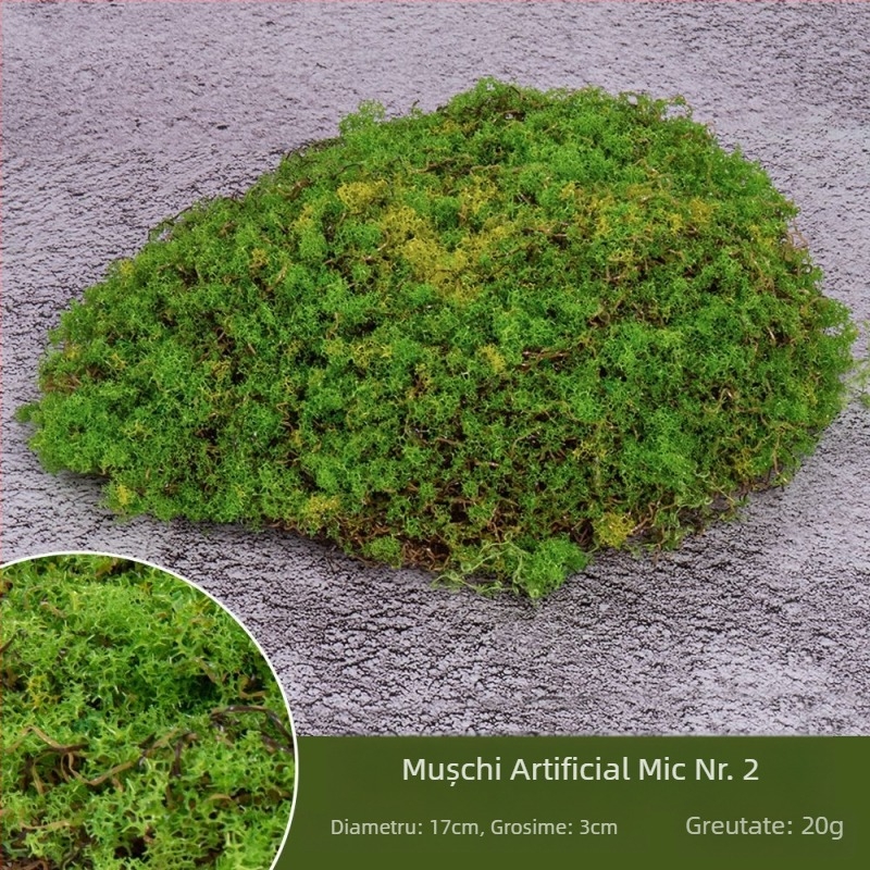 Gazon artificial cu mușchi pentru mini peisaj, plante decorative în ghivece și vitrină