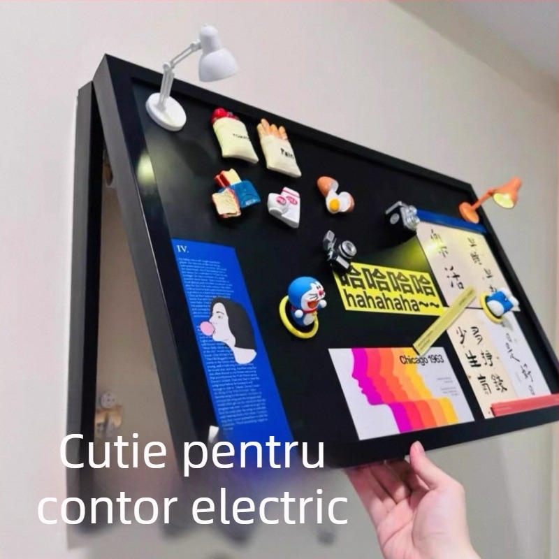 Capac magnetic pentru acoperirea cutiei de contoare și a cutiei de distribuție, tablou decorativ, fără găuri, model nou, panou de afișaj pentru frigider