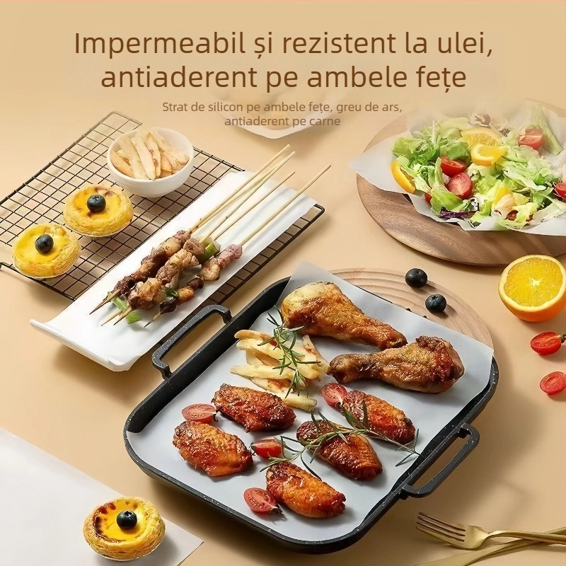 Hârtie de copt cu silicon, rezistentă la temperaturi înalte, antiaderentă, absorbantă de grăsime