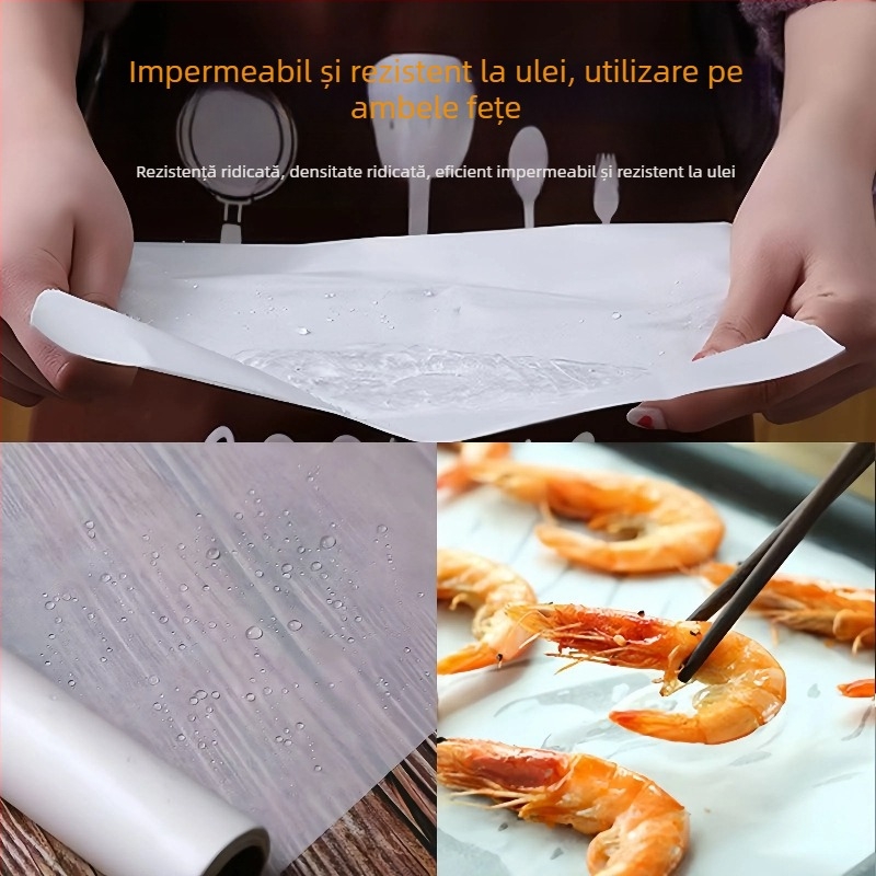 Hârtie de copt cu silicon, rezistentă la temperaturi înalte, antiaderentă, absorbantă de grăsime