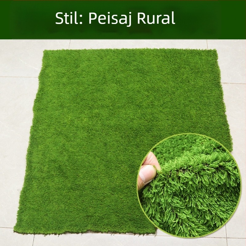 Mușchi artificial, gazon artificial și covor de gazon, decor cu plante verzi pentru amenajări peisagistice, țesătură pluș ca fundal de fotografiere