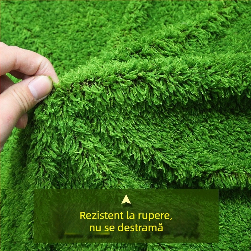 Mușchi artificial, gazon artificial și covor de gazon, decor cu plante verzi pentru amenajări peisagistice, țesătură pluș ca fundal de fotografiere