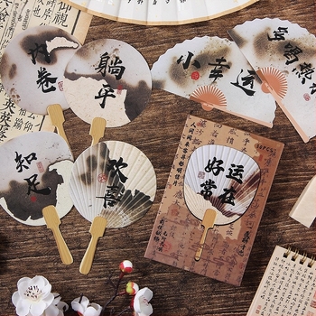 Yuezhen Felicitare poștală cu caligrafie în formă de evantai, stil chinezesc – felicitare de ziua de naștere neobișnuită și card evantai