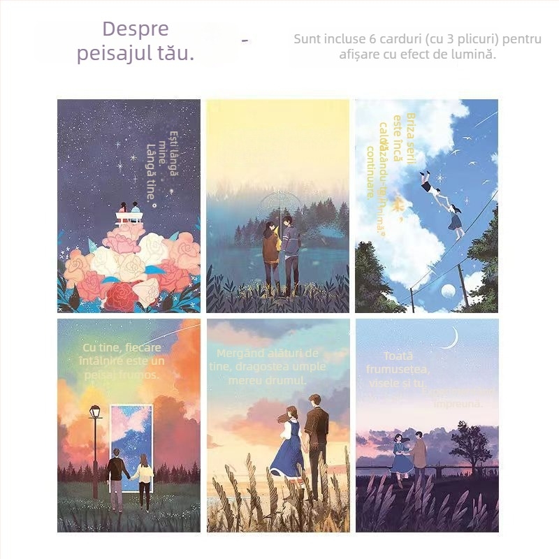 Qingheji Carte poștală cu mesaj ascuns, transparentă — cadou romantic de Qixi și Ziua Îndrăgostiților, instrument creativ de mărturisire, suvenir