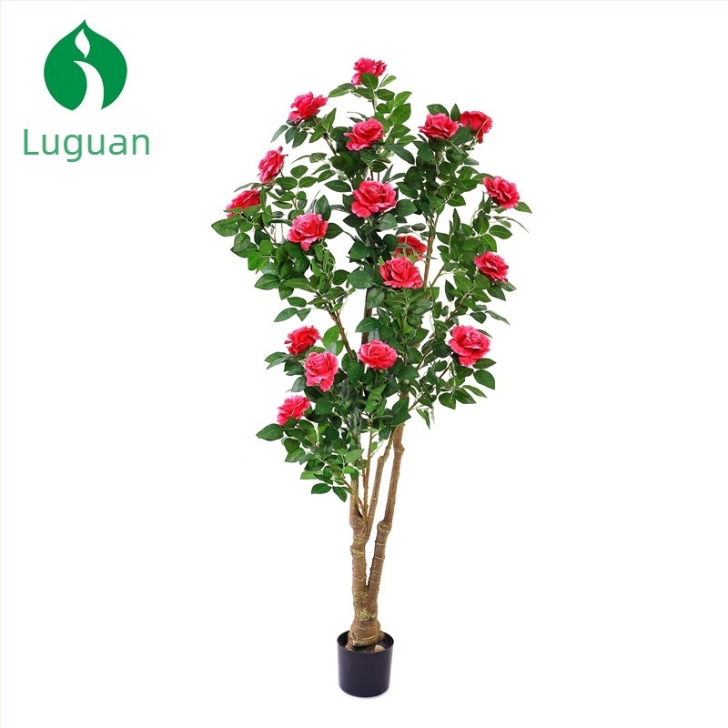 Plantă artificială de trandafir, înălțime 100–200 cm, decor interior pentru peisaj vegetal; potrivit pentru mall, hotel și sufragerie