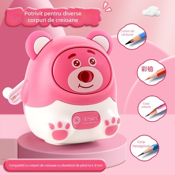 Ascuțitor de creioane, cu design animal, acționat manual, alimentare automată a grafitului, pentru elevi din învățământul primar