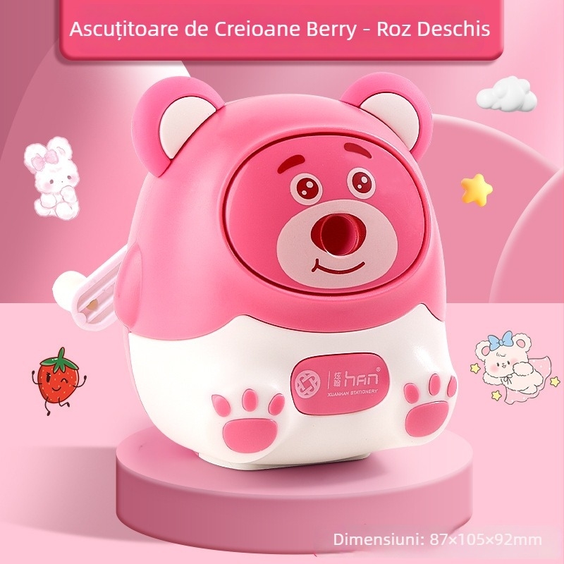 Ascuțitor de creioane, cu design animal, acționat manual, alimentare automată a grafitului, pentru elevi din învățământul primar