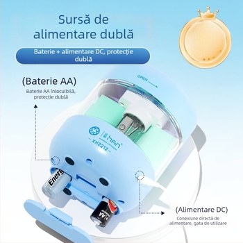 Ascuțitor electric de creioane, cu alimentare duală, 3-în-1, agendă încorporată și suport pentru pix, reîncărcabil, pentru elevi