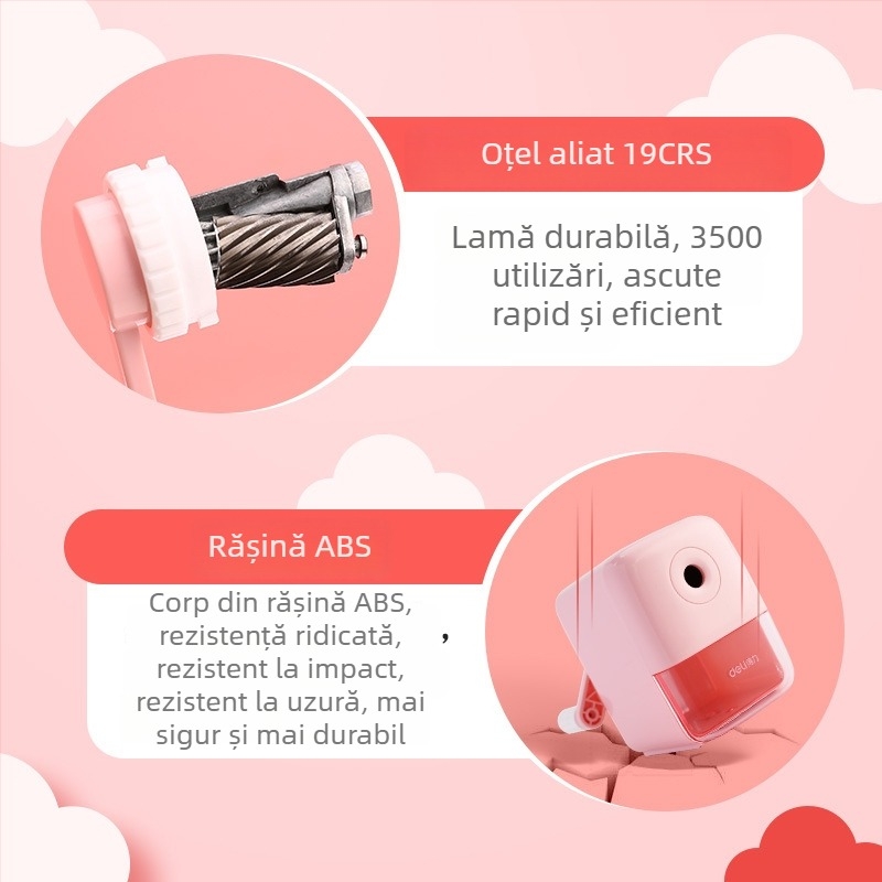 Deli 71158 Ascuțitor de creioane – manual, mic și portabil, pentru creioane grafitice