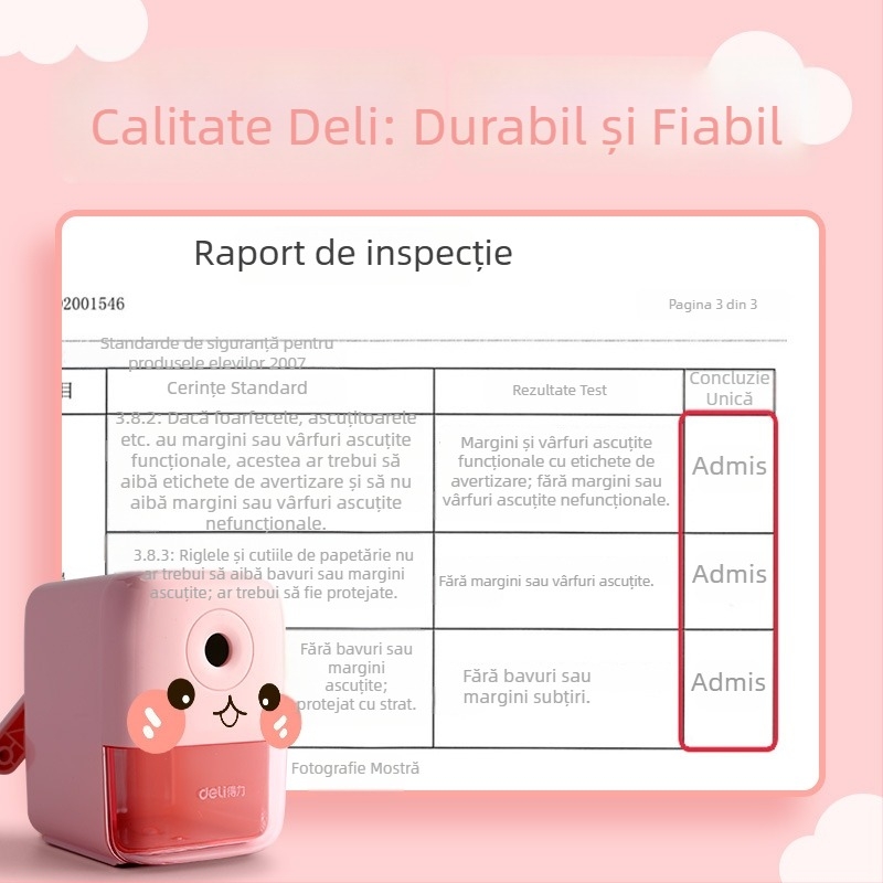 Deli 71158 Ascuțitor de creioane – manual, mic și portabil, pentru creioane grafitice
