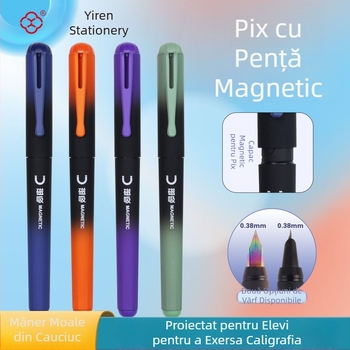 Capac magnetic pentru stilou, cu mâner din cauciuc moale, pentru elevi din învățământul primar — exerciții de scriere și corectarea poziției de prindere