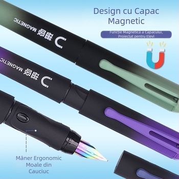 Capac magnetic pentru stilou, cu mâner din cauciuc moale, pentru elevi din învățământul primar — exerciții de scriere și corectarea poziției de prindere