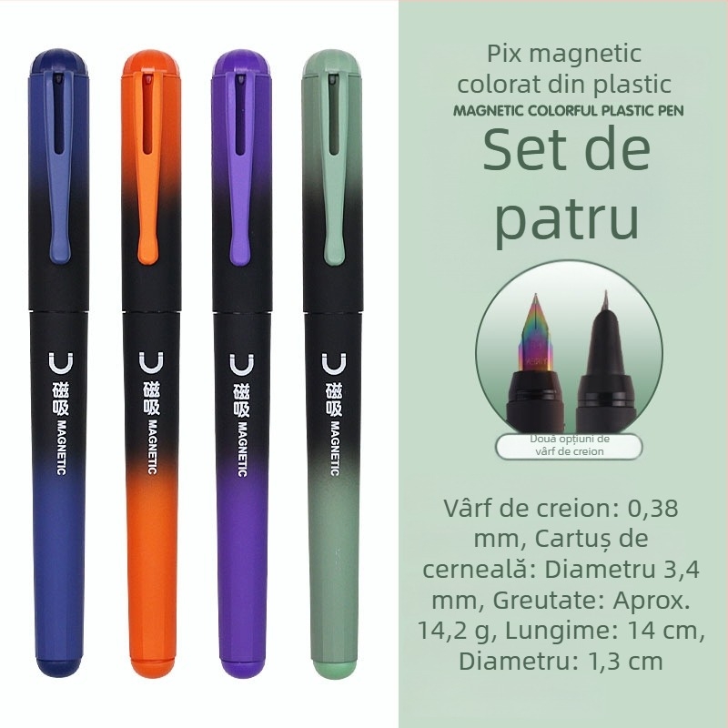 Capac magnetic pentru stilou, cu mâner din cauciuc moale, pentru elevi din învățământul primar — exerciții de scriere și corectarea poziției de prindere