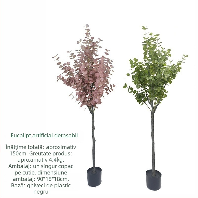 Arbore artificial de eucalipt pentru interior, decor hotelier, plantă de podea decorativă, personalizabilă
