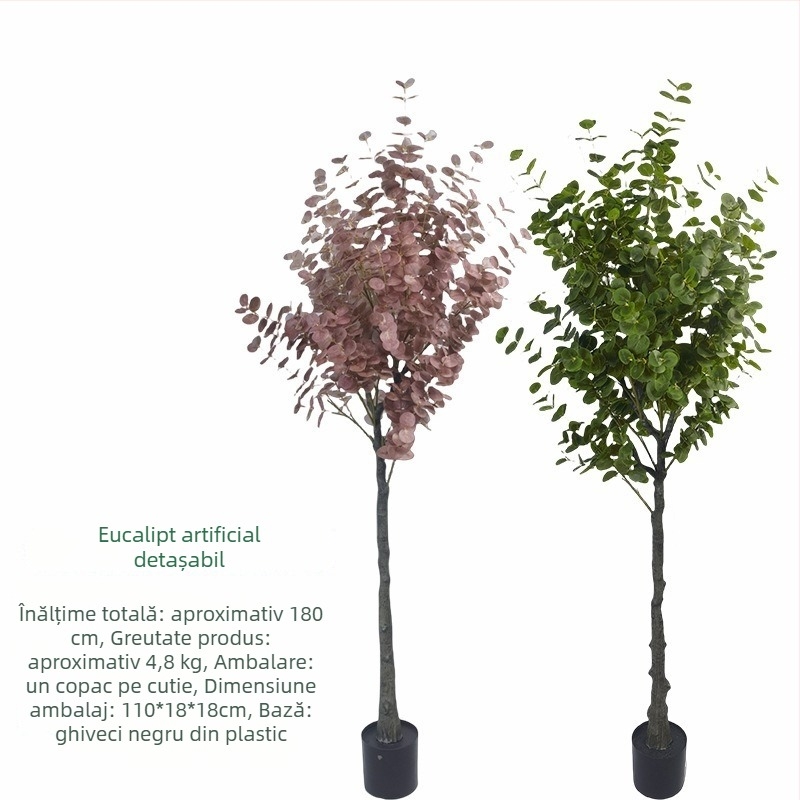 Arbore artificial de eucalipt pentru interior, decor hotelier, plantă de podea decorativă, personalizabilă