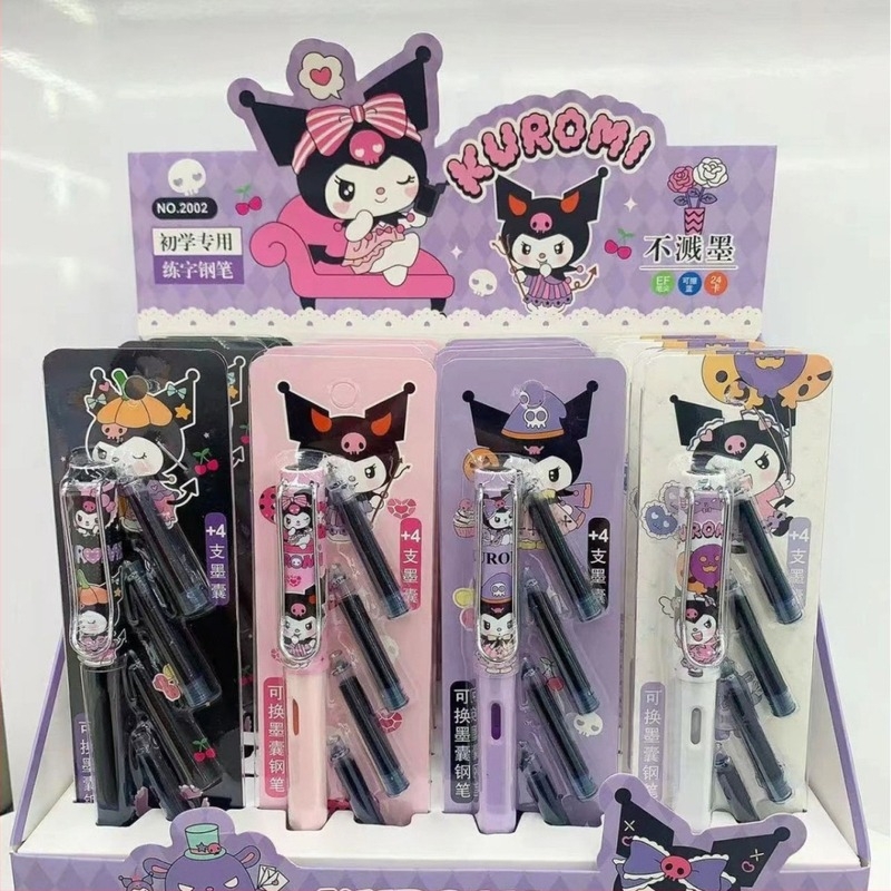 Stilou Sanrio cu 3 recipiente de cerneală de rezervă pentru Kuromi, Cinnamon Dog și Pudding — pentru începători la scriere