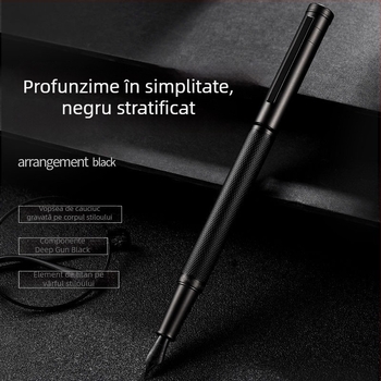 Set cadou stilou Black Forest, corp metal, model Black Warrior, pentru caligrafie, birou și elevi
