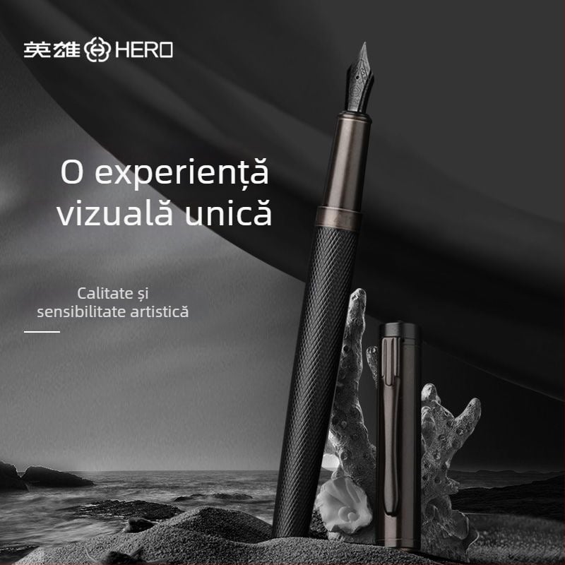 Set cadou stilou Black Forest, corp metal, model Black Warrior, pentru caligrafie, birou și elevi