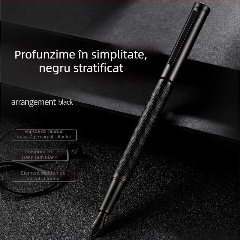 Set cadou stilou Black Forest, corp metal, model Black Warrior, pentru caligrafie, birou și elevi