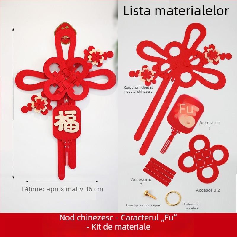 Nod chinezesc pentru ușă cu simbolul norocului, decor pentru noua casă și Festivalul Primăverii 2026