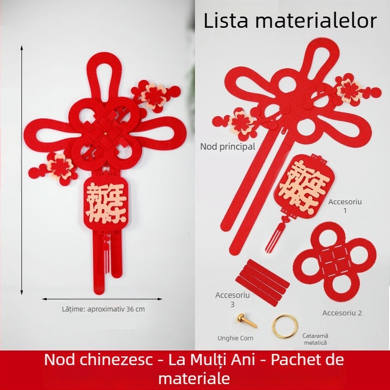 Nod chinezesc pentru ușă cu simbolul norocului, decor pentru noua casă și Festivalul Primăverii 2026