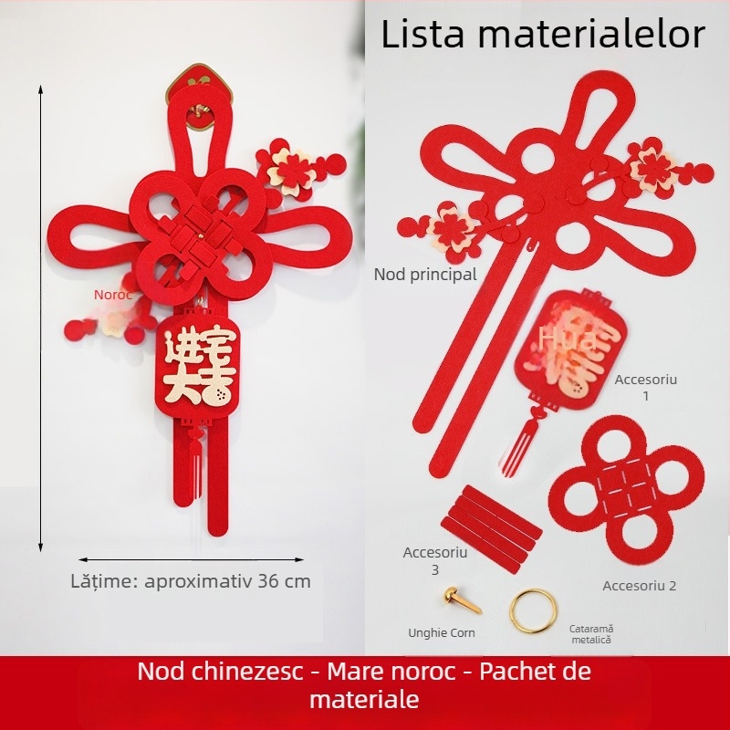 Nod chinezesc pentru ușă cu simbolul norocului, decor pentru noua casă și Festivalul Primăverii 2026