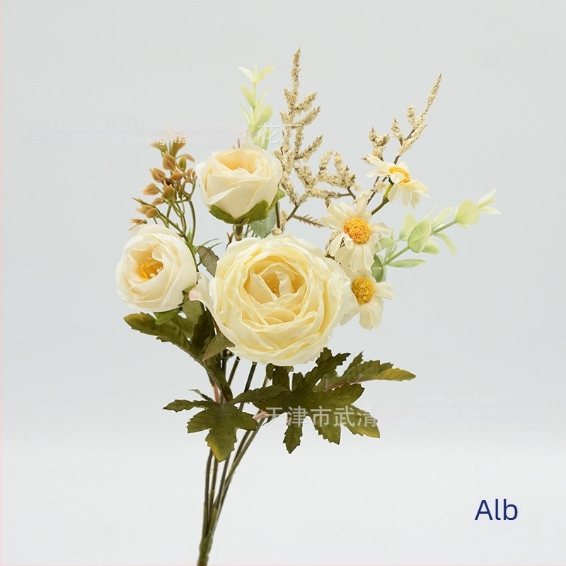 Buchet de flori artificiale cu floarea-soarelui și trandafiri, pentru decor de casă și nunți