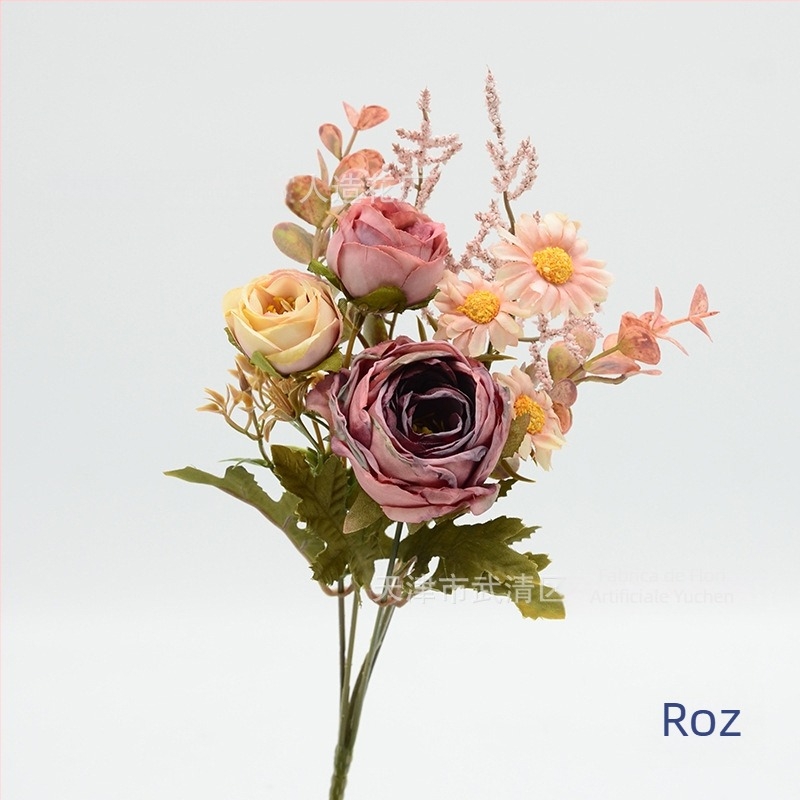 Buchet de flori artificiale cu floarea-soarelui și trandafiri, pentru decor de casă și nunți