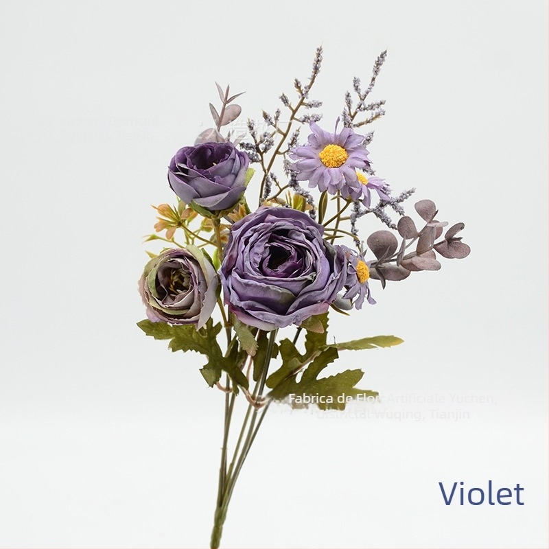 Buchet de flori artificiale cu floarea-soarelui și trandafiri, pentru decor de casă și nunți