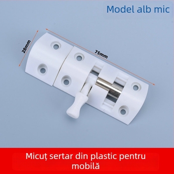 Încuietoare cu buton din plastic pentru uși din lemn și dulapuri, cu arc, montare pe suprafață