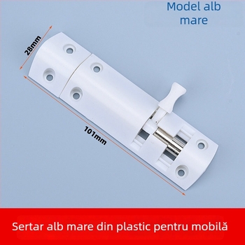 Încuietoare cu buton din plastic pentru uși din lemn și dulapuri, cu arc, montare pe suprafață