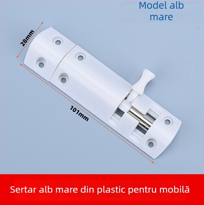 Încuietoare cu buton din plastic pentru uși din lemn și dulapuri, cu arc, montare pe suprafață