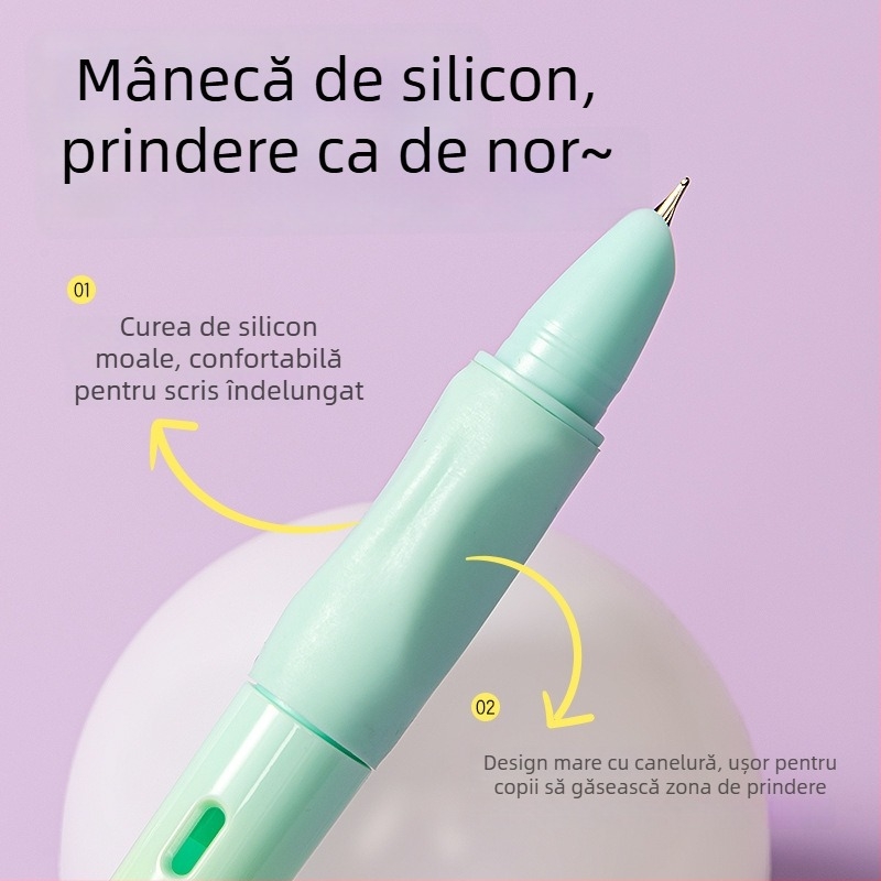 Deli SF551 Stilou de caligrafie pentru corectarea posturii, pentru elevi, cu sac de cerneală