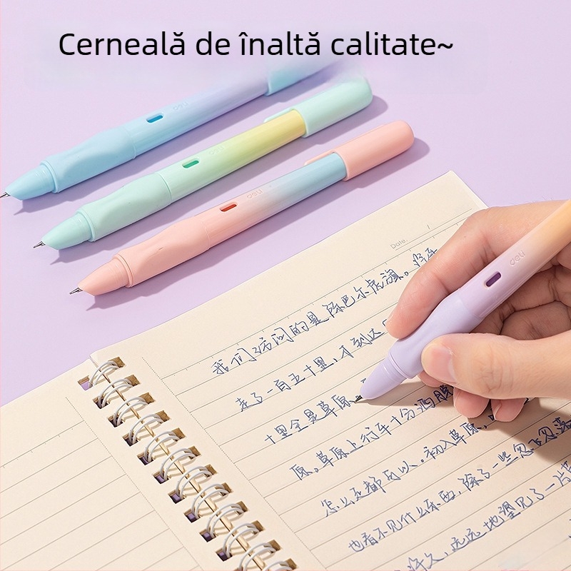 Deli SF551 Stilou de caligrafie pentru corectarea posturii, pentru elevi, cu sac de cerneală