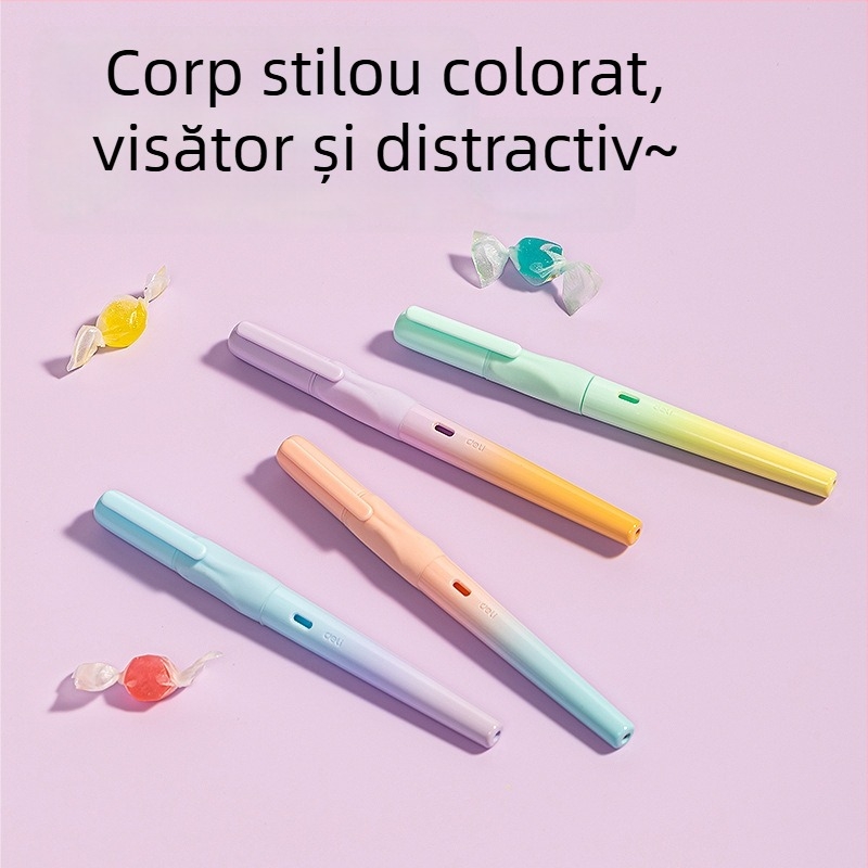 Deli SF551 Stilou de caligrafie pentru corectarea posturii, pentru elevi, cu sac de cerneală