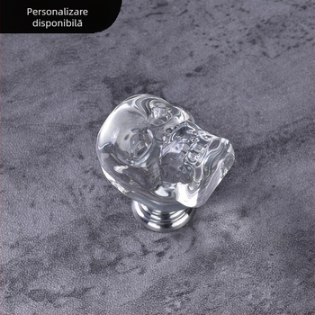 Mâner pentru dulapuri din aliaj de aluminiu, design cu craniu, cristal transparent, tri-color, stil nou chinezesc, lux discret