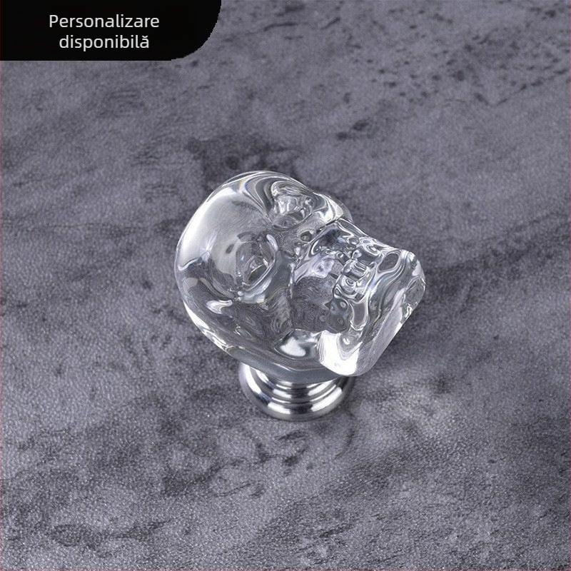 Mâner pentru dulapuri din aliaj de aluminiu, design cu craniu, cristal transparent, tri-color, stil nou chinezesc, lux discret