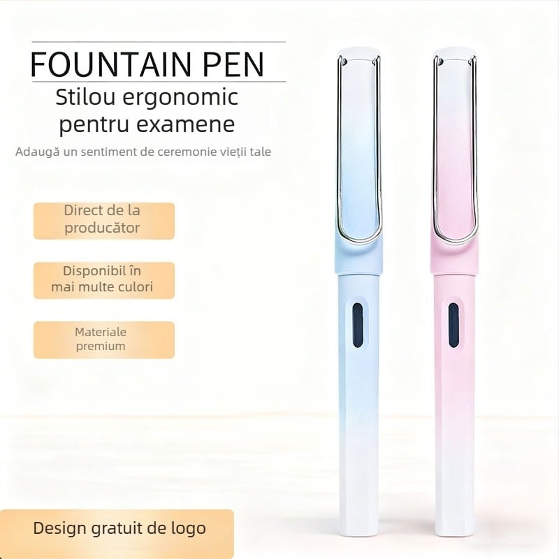 Stilou cu corecție a posturii pentru elevi, culoare gradient, cartușe de cerneală reîncărcabile, gravură personalizabilă, stilou cadou pentru caligrafie