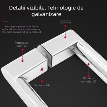 Set de mânere pentru ușa de sticlă a dușului, pereche în formă de O, cu țeavă rotundă, mână tragere în formă de L, oțel inoxidabil 304